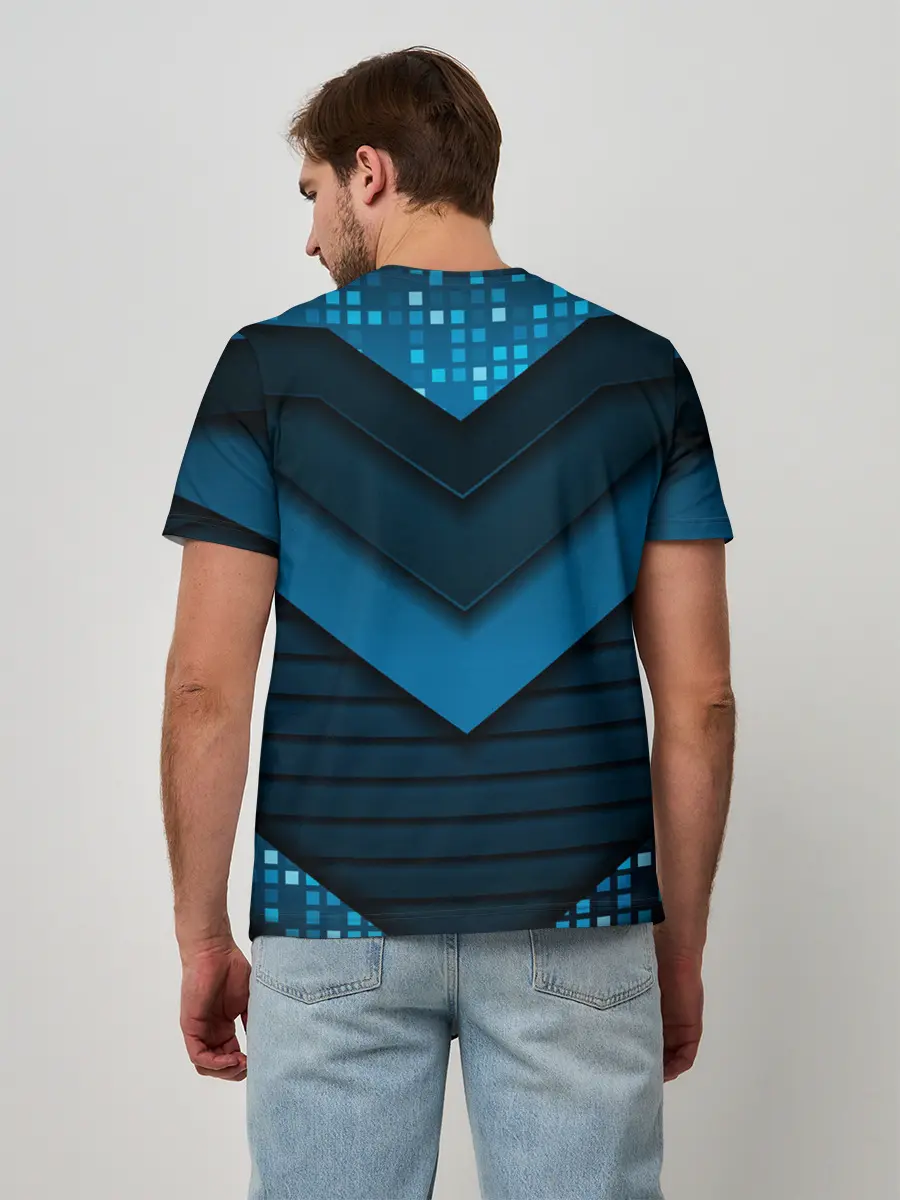 Мужская базовая футболка / 3D luxury blue abstract