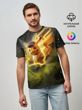 Мужская базовая футболка / Детектив Пикачу
