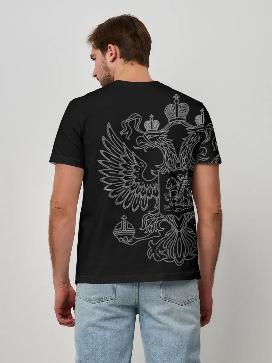 Мужская базовая футболка / Майор, белый герб РФ
