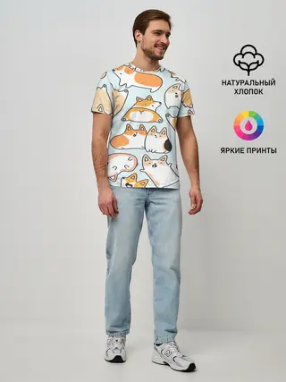 Мужская базовая футболка / Корги