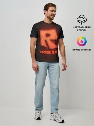 Мужская базовая футболка / ROBLOX NEON RED