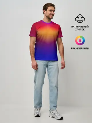 Мужская базовая футболка / Размытый оранжево-фиолетовый