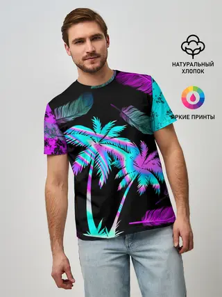 Мужская базовая футболка / Неоновое лето