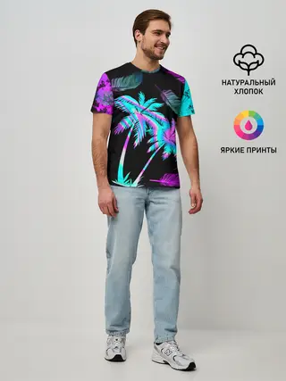 Мужская базовая футболка / Неоновое лето