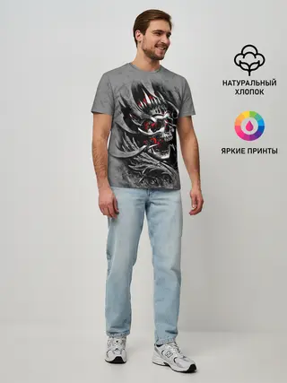 Мужская базовая футболка / Skull through metal