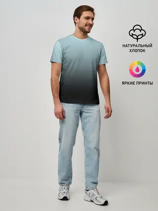 Мужская базовая футболка / Black and Blue gradient