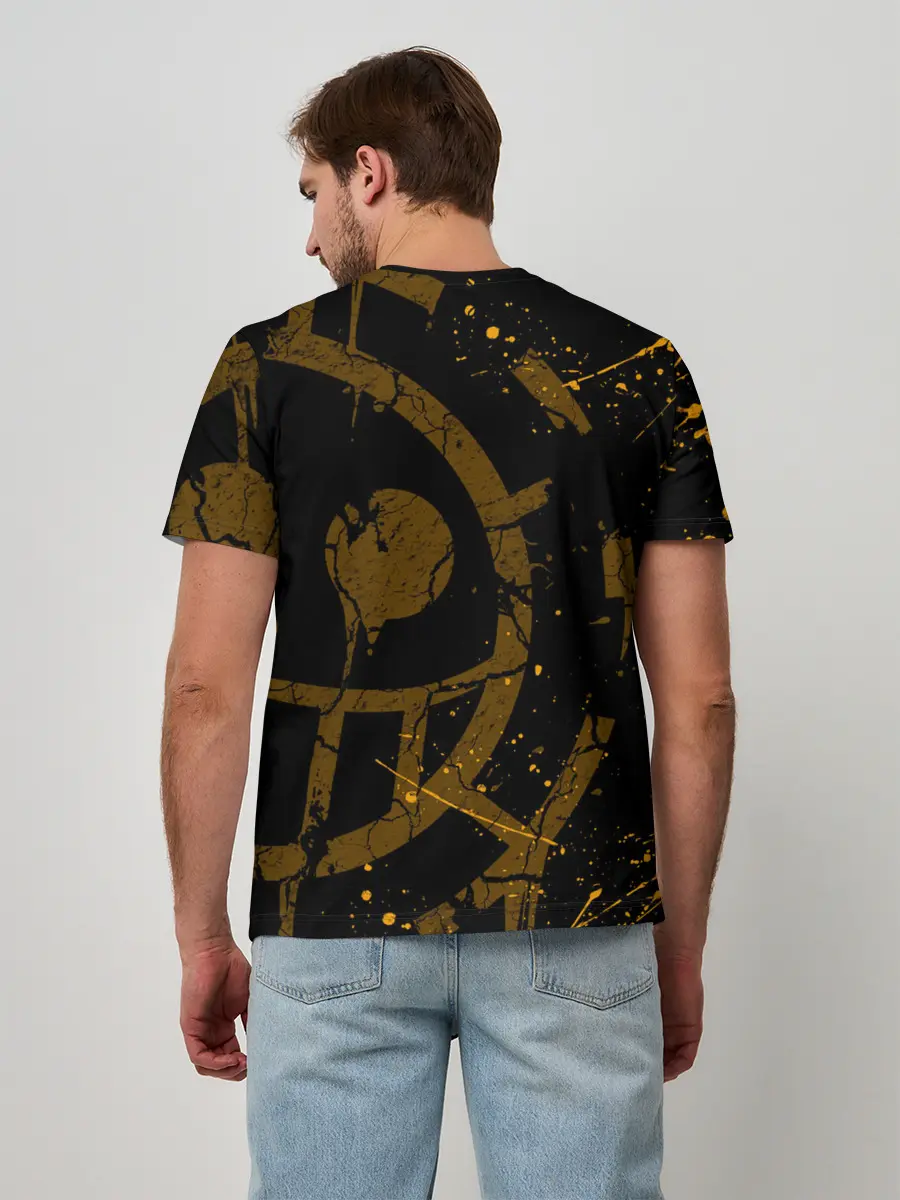 Мужская базовая футболка / ВАН ПИС ПИРАТЫ ЖЁЛТЫЙ ЛОГО