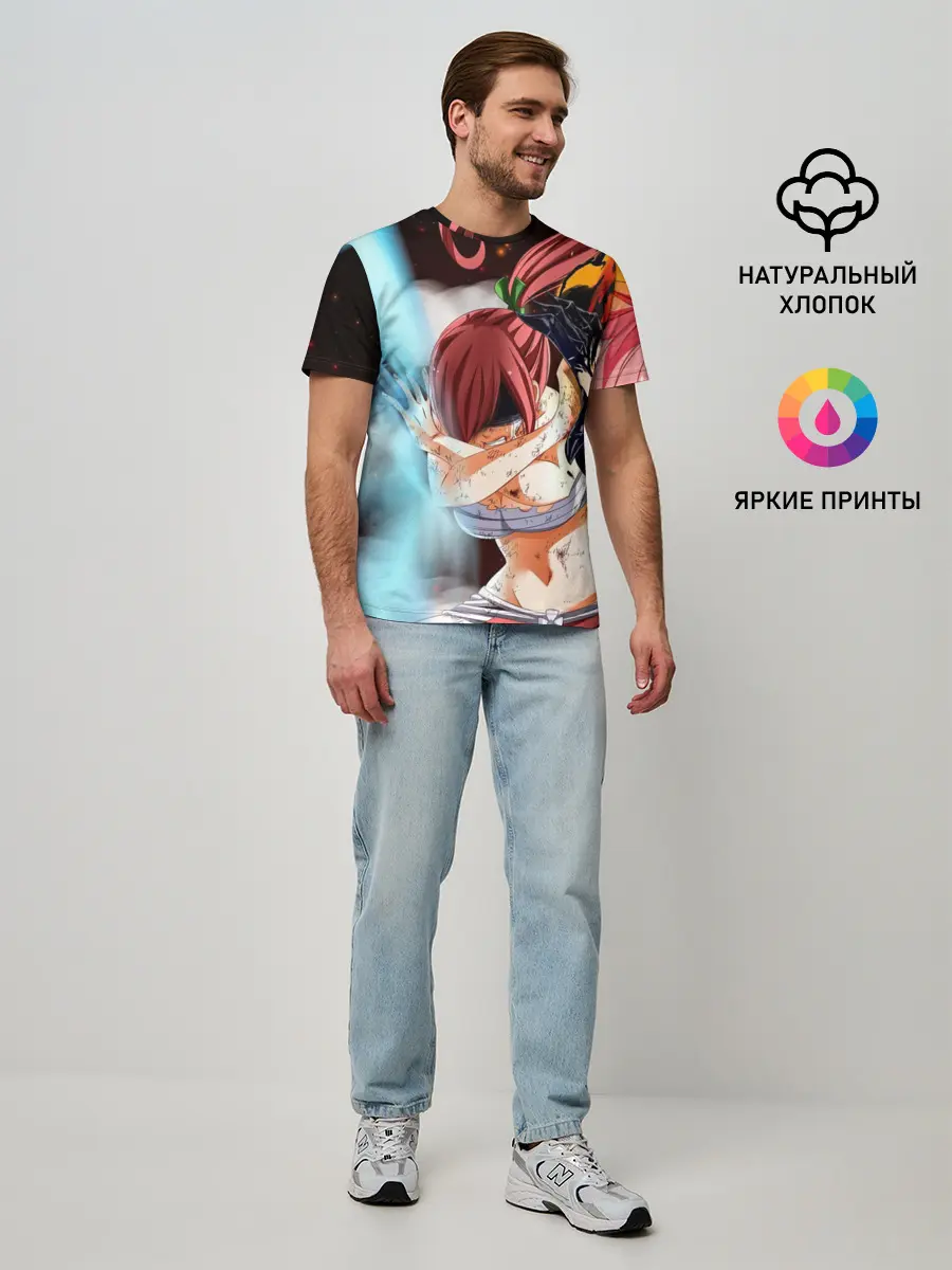 Мужская базовая футболка / Нацу и Грей против Эльзы