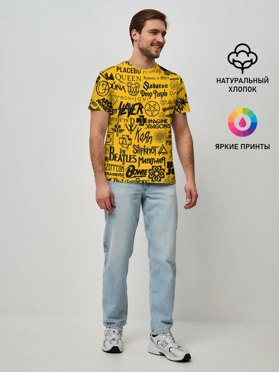 Мужская базовая футболка / ЛОГОТИПЫ РОК ГРУПП