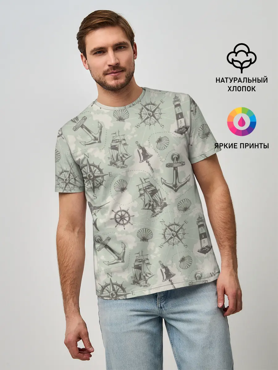 Мужская базовая футболка / Морская карта