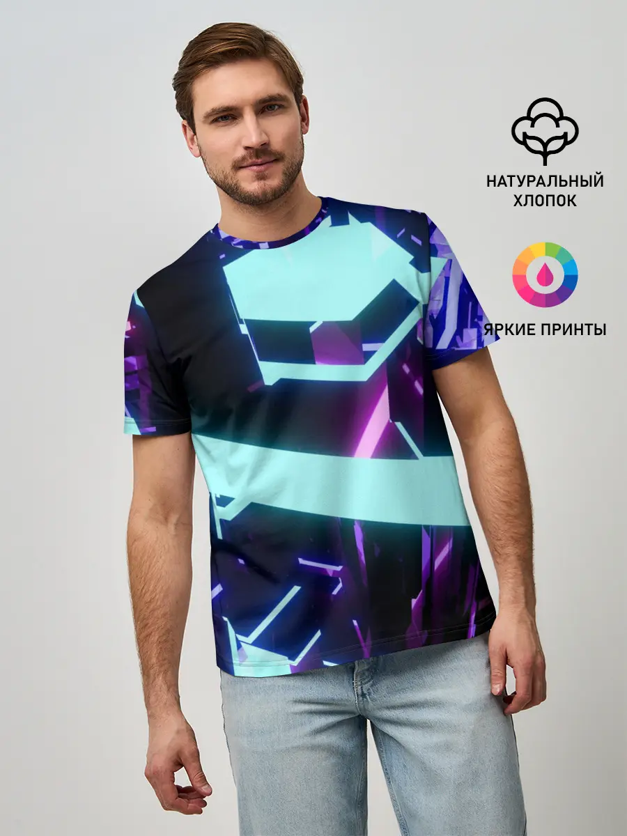 Мужская базовая футболка / Blue Neons