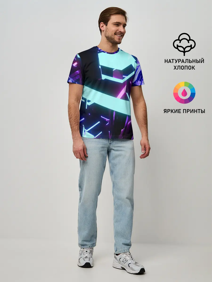 Мужская базовая футболка / Blue Neons