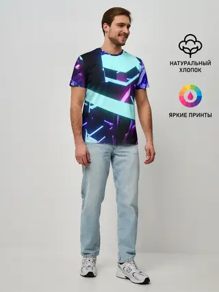 Мужская базовая футболка / Blue Neons