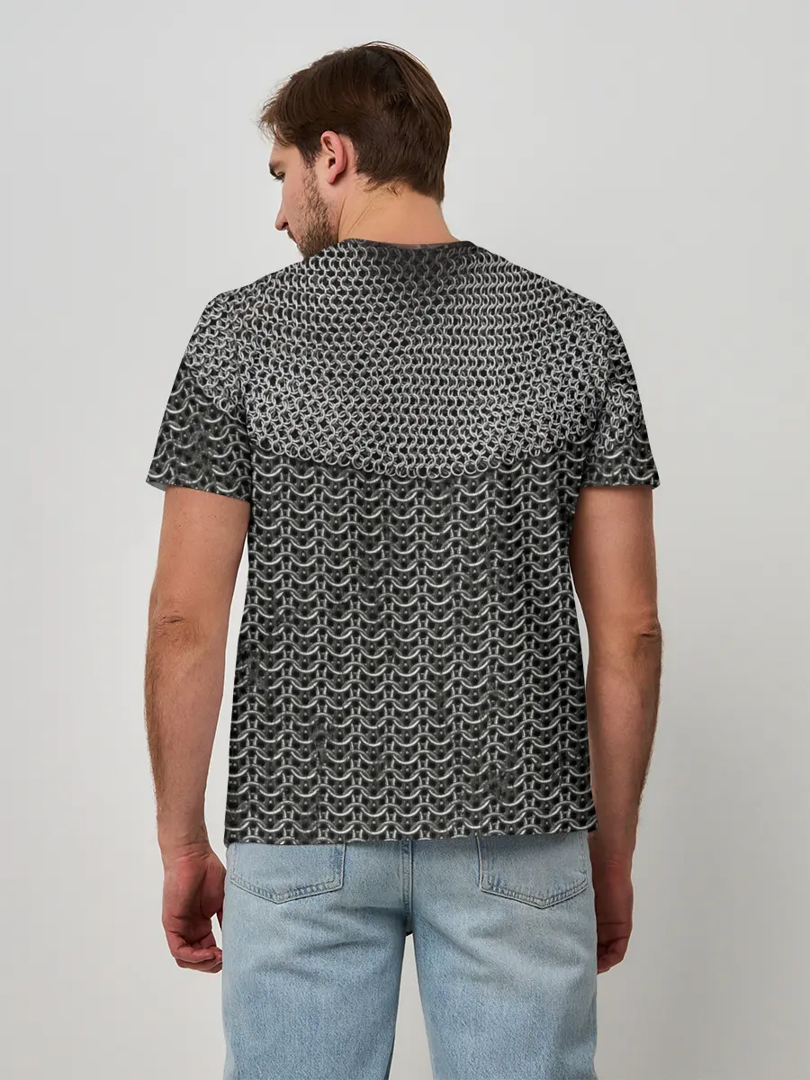 Мужская базовая футболка / Кольчуга с горловиной