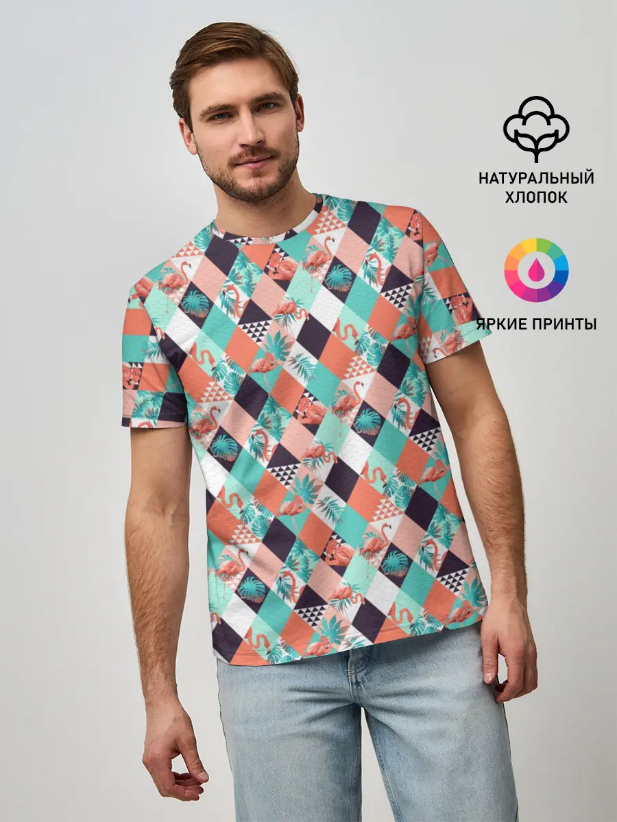 Мужская базовая футболка / Фламинго