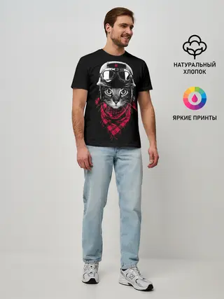 Мужская базовая футболка / Кот Пилот
