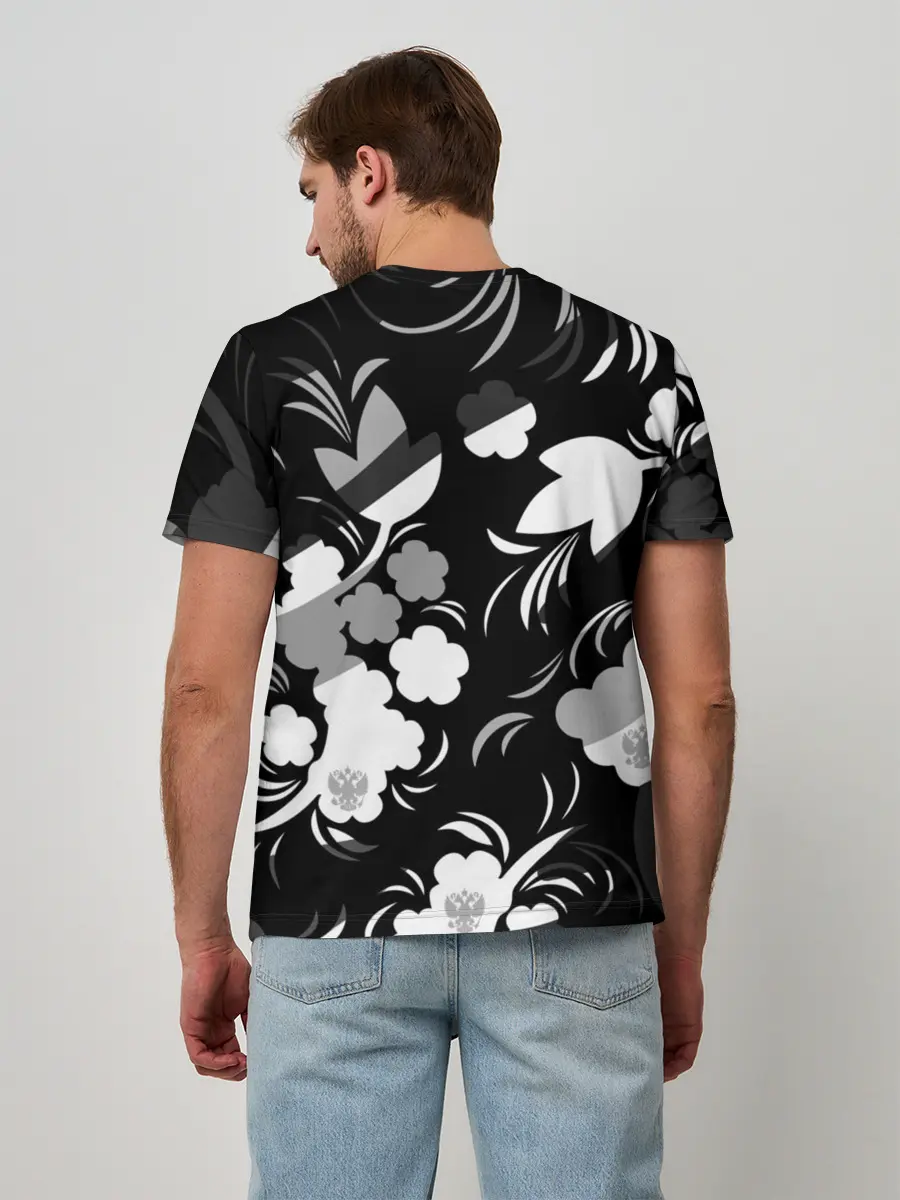 Мужская базовая футболка / Russia | Камуфляж белый