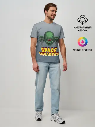 Мужская базовая футболка / Space Invaders | Old game