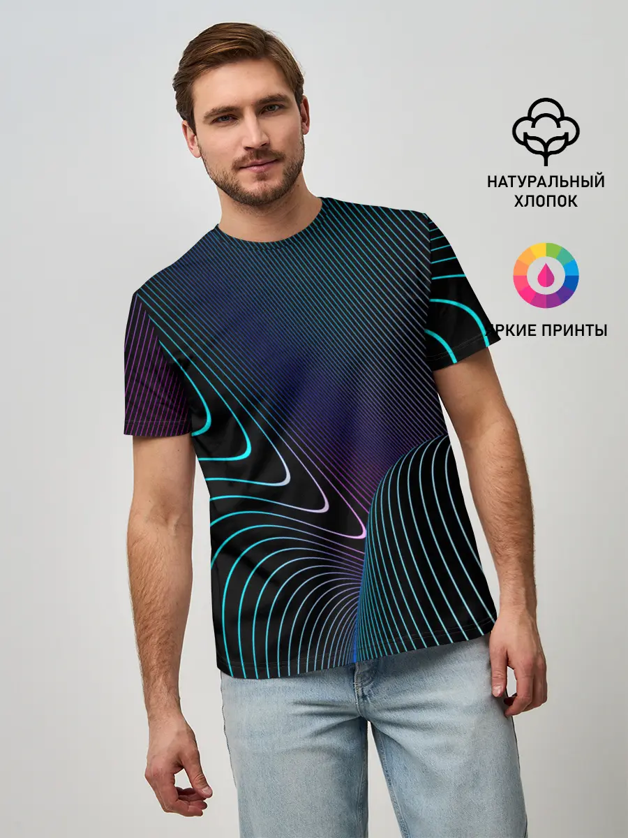 Мужская базовая футболка / НЕОН STRIPES
