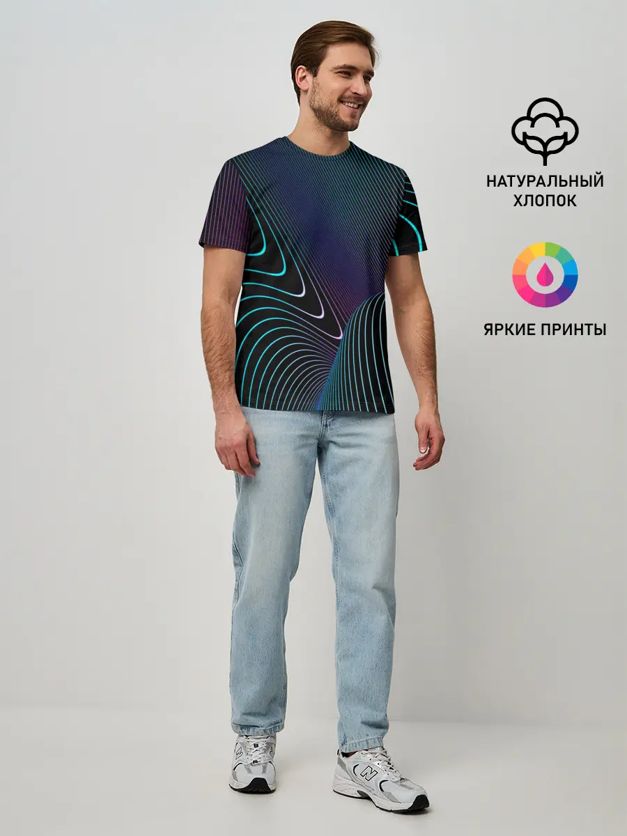 Мужская базовая футболка / НЕОН STRIPES