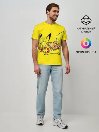 Мужская базовая футболка / Пикачу Зеницу клинок демонов