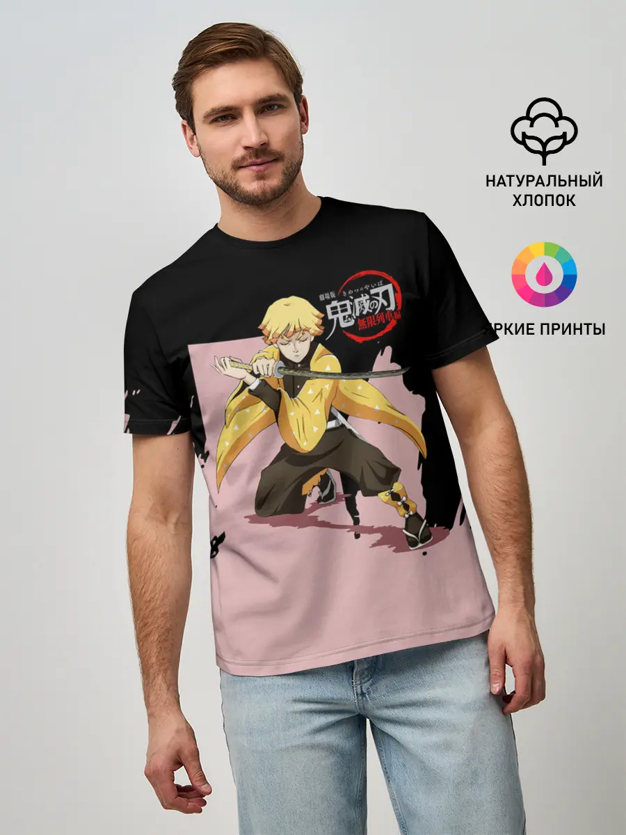 Мужская базовая футболка / Зеницу Агацума Kimetsu no Yaiba
