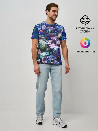Мужская базовая футболка / Коралловые рыбки
