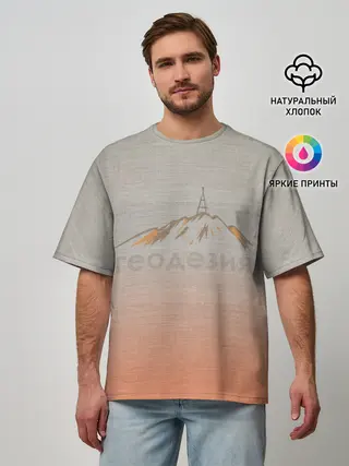 Мужская футболка оверсайз / Геодезия тригопункт