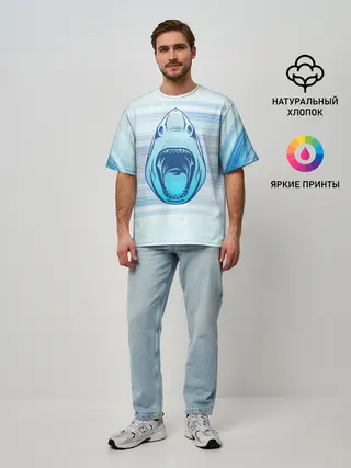 Мужская футболка оверсайз / Акула