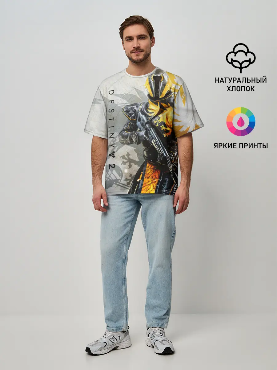 Мужская футболка оверсайз / DESTINY, WARLOCK