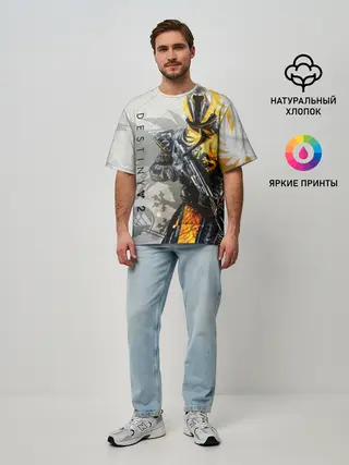 Мужская футболка оверсайз / DESTINY, WARLOCK