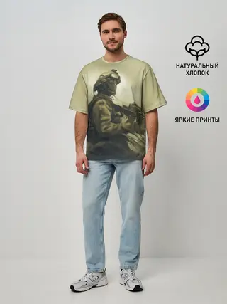 Мужская футболка оверсайз / Военный