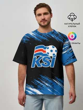 Мужская футболка оверсайз / KSI ICELAND - сборная.