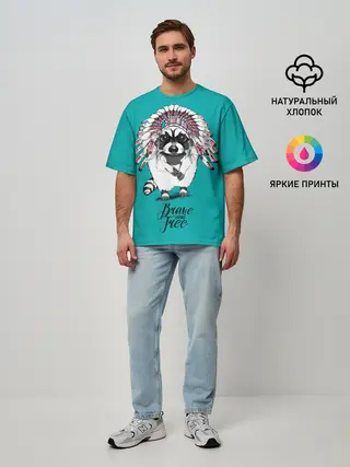 Мужская футболка оверсайз / Brave and free