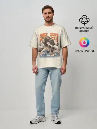 Мужская футболка оверсайз / Great Sushi Dragon