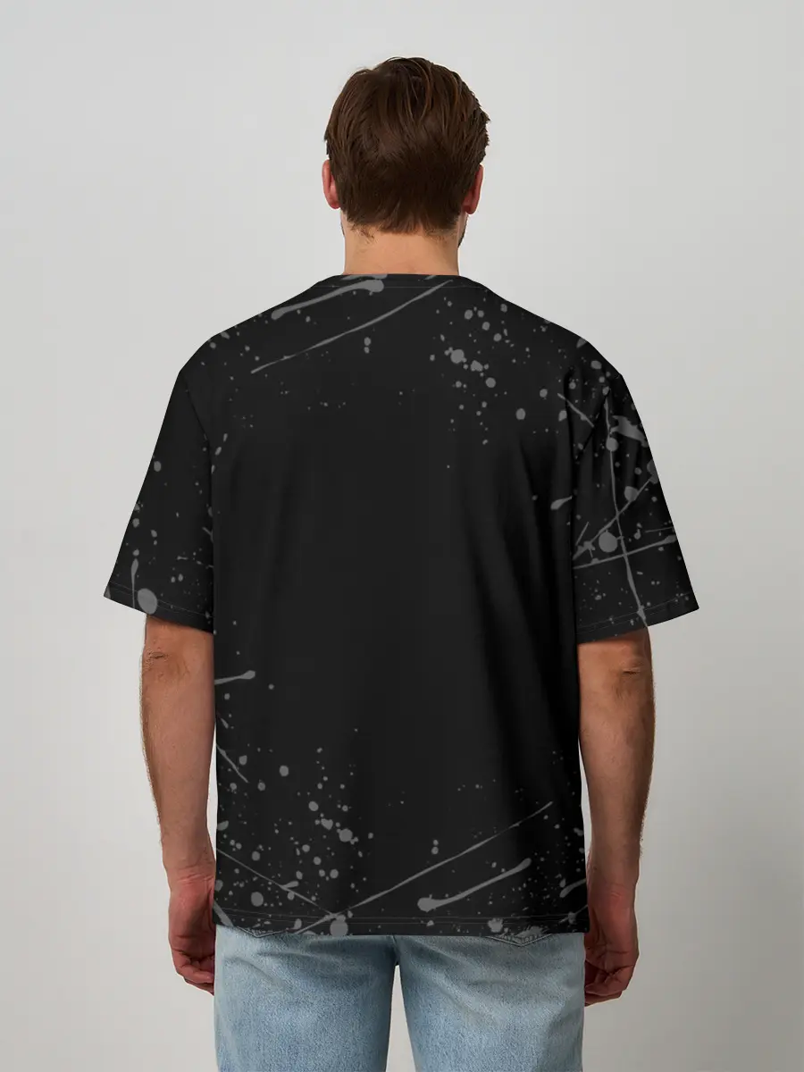 Мужская футболка оверсайз / СЕРЫЕ БРЫЗГИ | GREY SPRAY