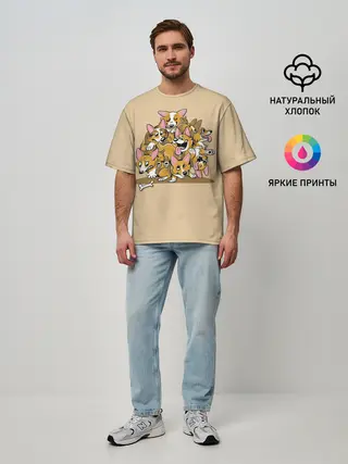 Мужская футболка оверсайз / Корги