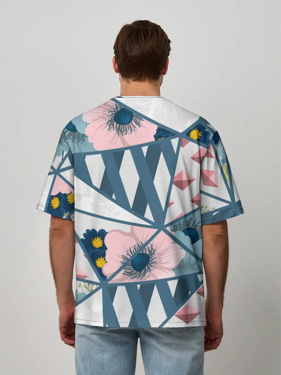 Мужская футболка оверсайз / Геометрия цветов