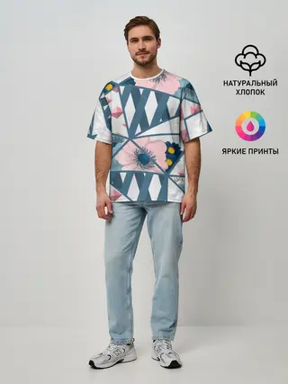 Мужская футболка оверсайз / Геометрия цветов