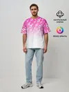 Мужская футболка оверсайз / Паттерн розовый джоджо