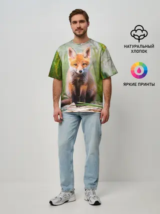 Мужская футболка оверсайз / Лисичка