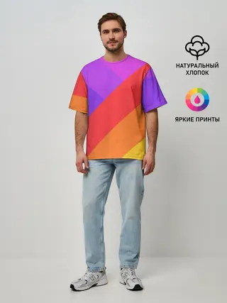 Мужская футболка оверсайз / РАДУЖНАЯ ГЕОМЕТРИЯ / RAINBOW GEOMETRY
