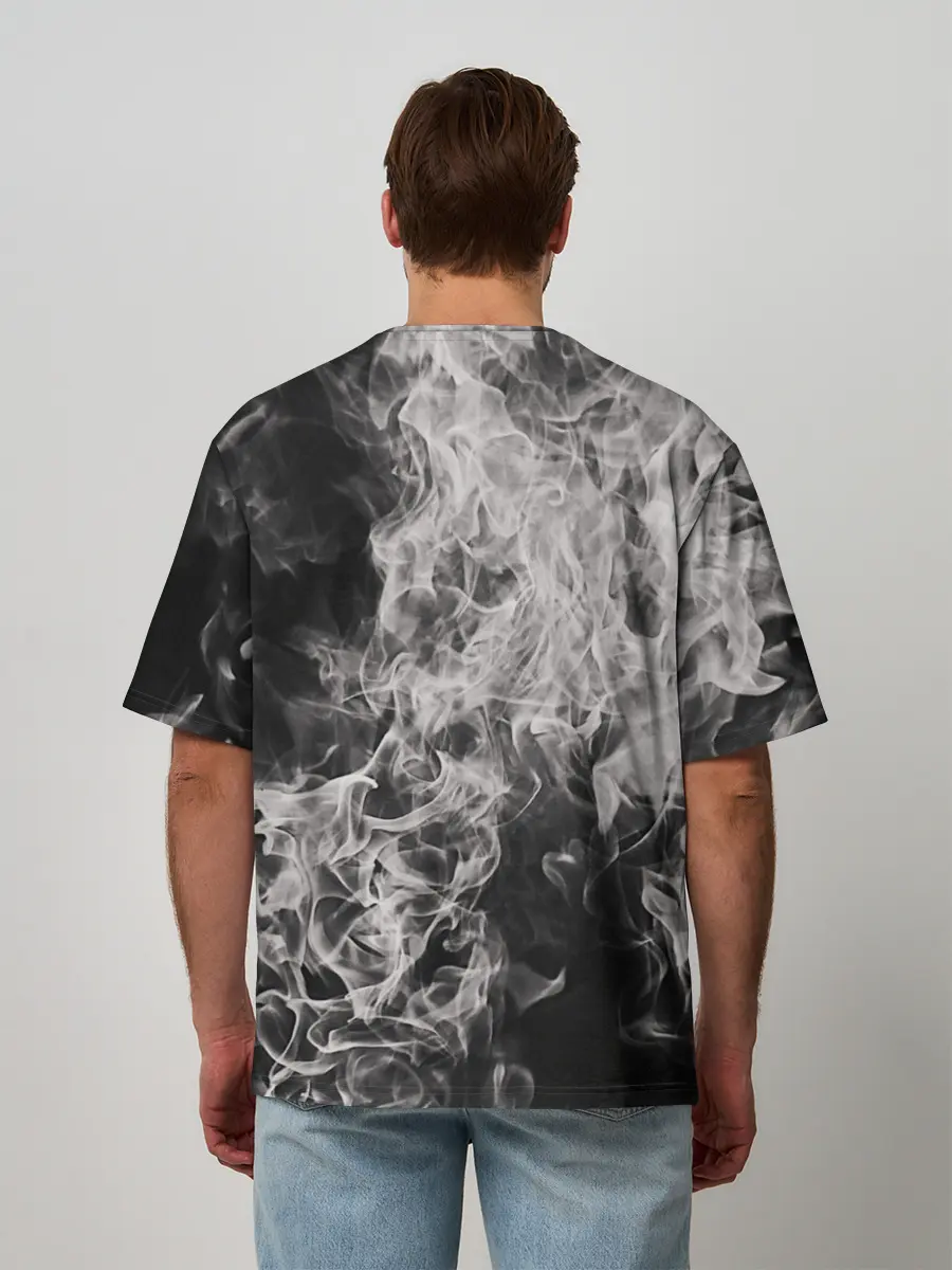 Мужская футболка оверсайз / Fire and Smoke