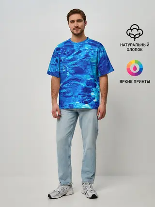 Мужская футболка оверсайз / Голубая Вода