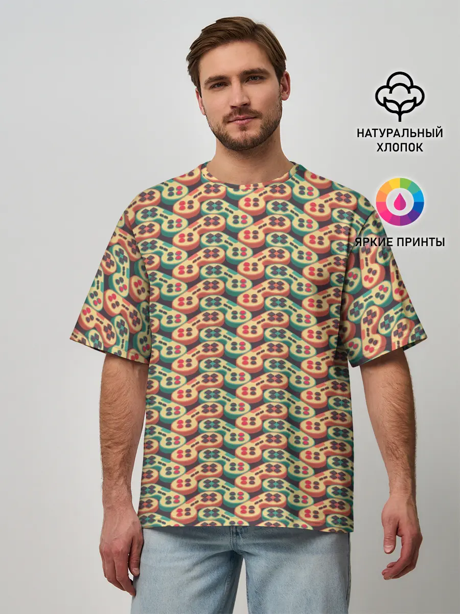 Мужская футболка оверсайз / Джойстики