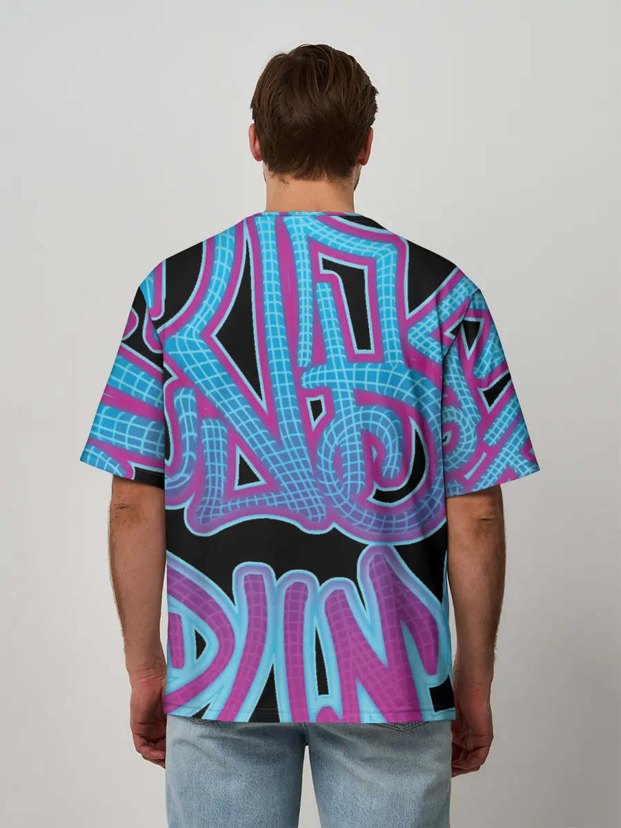 Мужская футболка оверсайз / Cuber skelet