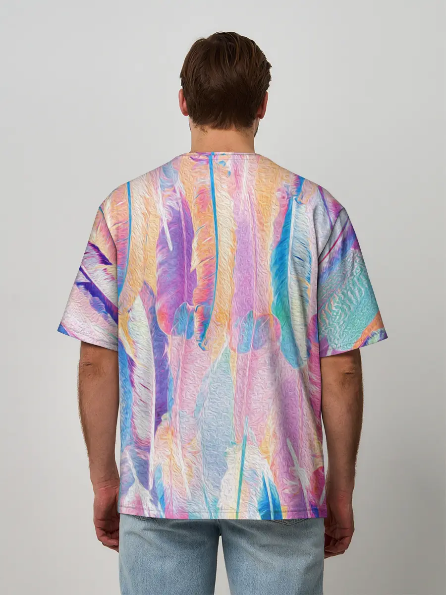 Мужская футболка оверсайз / ПЕРЬЯ