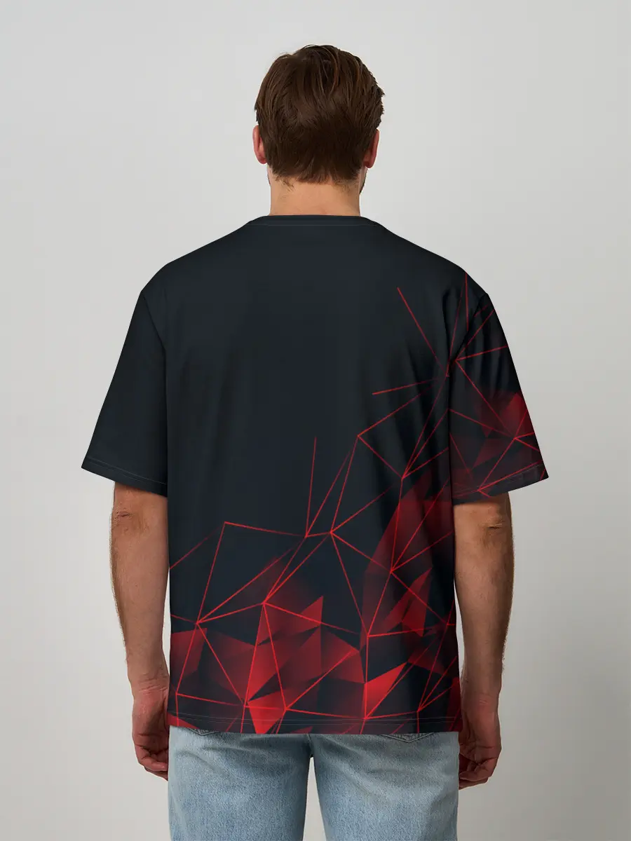 Мужская футболка оверсайз / RED STRIPES | КРАСНАЯ ГЕОМЕТРИЯ