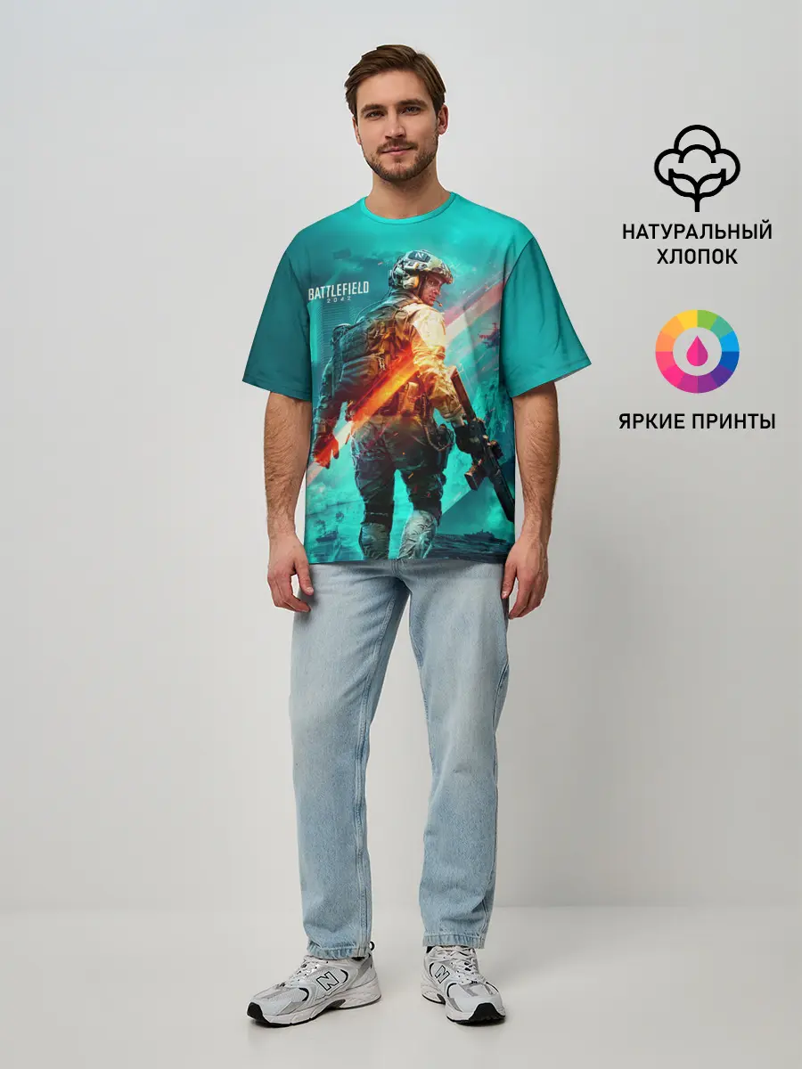 Мужская футболка оверсайз / BATTLEFIELD 2042 / Батлфилд