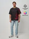 Мужская футболка оверсайз / Адские 3D плиты | 3Д геометрия плиты